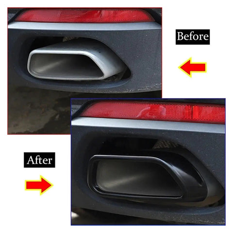 Before and after installation of Stainless Steel Tail Muffler Exhaust Tip For BMW X5 F15 2014 2018 And X6 F16 2015 2018
