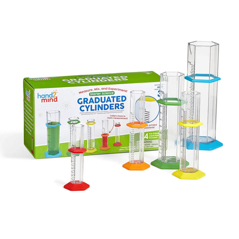 Hands On Starter Science Graduated Cylinders Set For Kids Clear Plastic Kid Friendly Lab Measuring Tools Educational Chemistry Kit Classroom
