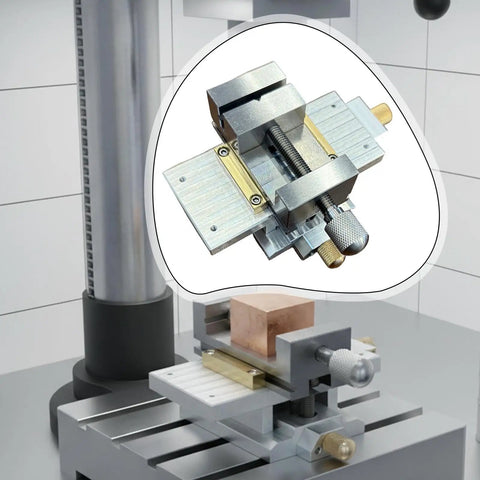 Rock Solid Precision Cross Slide Table With Heavy Duty Vice, showing smooth manual XY stage with fine adjustment lead screws.