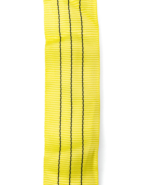 Endless Round Sling Set For Rigging And Towing, Beefy Yet Flexible Heavy Duty Polyester Lifting Slings, close-up of yellow polyester sling
