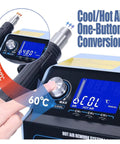 Cool hot air switch on 992D Plus All In One Pro Grade Soldering Station With Hot Air Rework, Desoldering Iron, Large LCD Display