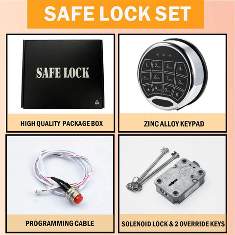Heavy Duty Digital Electronic Keypad Lock For Right Swing Bolt Safe With Foolproof Password Setup and Slick No Fuss Installation components.