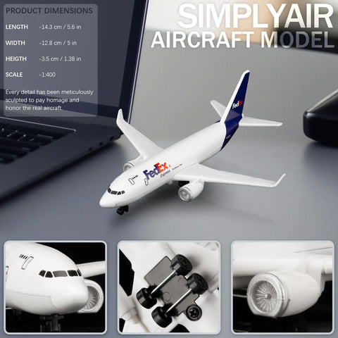 1/400 FedEx Airplane Model Ready To Display No Assembly Required Plastic Collectible Plane With Alloy Fuselage on desk