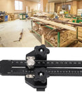 Thin Rip Jig Aluminum Alloy Table Saw Guide for Accurate Woodworking, shown with T-Track Mount and dual scale adjustment.