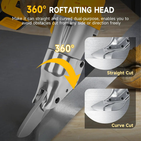 Cordless Sheet Metal Shear For 20V Max Batteries, Brushless 14 Gauge Cutter With 360 Degree Rotating Head, close-up view