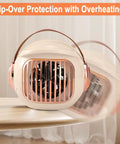 Compact Desk Heater For Office And Home Personal 500W PTC Ceramic Space Heater in white and rose gold with tip-over protection