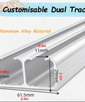 Beefy Heavy Duty Sliding Barn Door Hardware Track Kit For Exterior And Interior Use, double aluminum rails close-up.