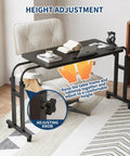 Height adjustment feature of the Super Adjustable Mobile Recliner Desk With Smooth Cruising Wheels Hella Flexible Overbed Table.