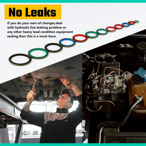 240 Pc All In One NBR Metal Bonded Sealing Washer Kit With 12 Sizes For Hydraulic And Oil Pipe Seals Gaskets displayed and in use