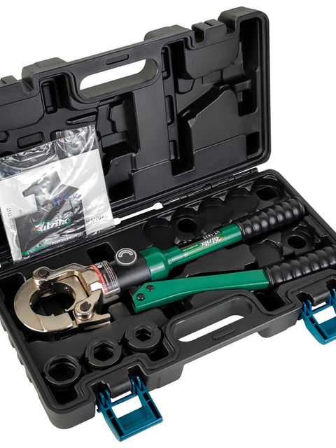 Copper Pipe Fitting Crimping Tool Built Tough Workhorse With 1/2 Inch 3/4 Inch And 1 Inch Jaw in carrying case