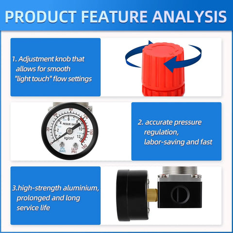Air Compressor Pressure Switch And Regulator Kit 110V 240V 4 Way Valve With 0 To 200 PSI Regulator And Safety Relief features