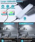 Motion Sensor Cabinet Light With 30 LED Dimmer Under Counter Closet Lighting Battery Powered Wireless USB Magnetic Night Lights For Kitchen Wardrobe Closet Cupboard 3 Pack, showing USB charging and sensor modes