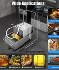 EliteBloom Commercial Deep Fryer Oil Filter Machine High Flow Pump For Restaurants with hoses in commercial kitchen.