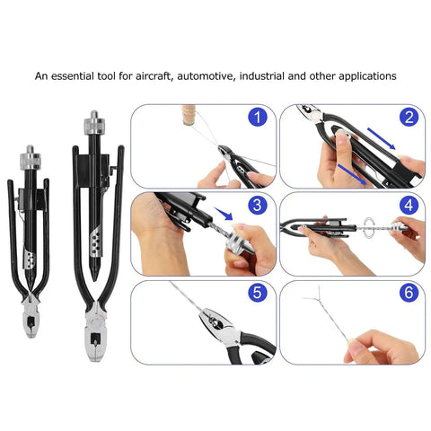 All In One Safety Wire Pliers Set 6 Inch And 9 Inch Reversible Locking Tool Carbon Steel Wire Twisting Cutter And Stranding Pliers usage