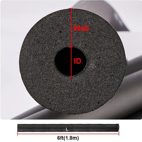 Cross-section of Heavy Duty Foam Pipe Insulation Tubing Set With 1/4 Inch To 3-5/9 Inch ID And 3/5 Inch Wall, 6 Feet Long