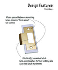 Front view of Mixed 2 Pack Door Latch Repair Kit With Brass Finish For Quick Fix In Minutes No Tools Needed Slim Profile Fits Through One Eighth Inch Clearance And Works On Standard Interior And Exterior Doors showing design features.
