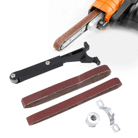 Solid Quality Belt Sander Adapter For Angle Grinders, 100 mm sanding straps and mounting bracket for metal and wood finishing.