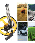 Tyenaza Mechanical Range Measuring Wheel 9999ft 10cm Accuracy Distance Measuring Roller with telescopic design and yellow wheel.