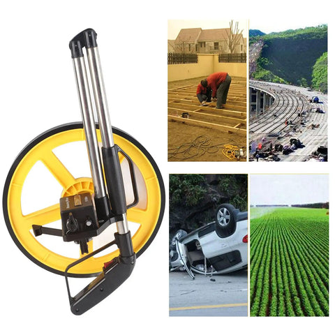 Tyenaza Mechanical Range Measuring Wheel 9999ft 10cm Accuracy Distance Measuring Roller with telescopic design and yellow wheel.