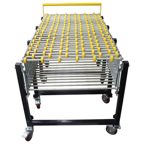 19.7 Inch Wide Unpowered Portable Flexible Conveyor With 47 To 177 Inch Expandable Length And 29.5 To 45.3 Inch Height Adjustable Roller Table