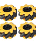 Mecanum wheel set for smart car, 48mm, yellow with black rollers, four wheels