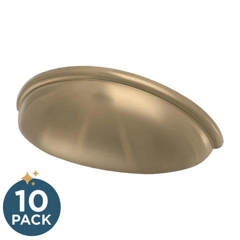 Champagne Bronze 3 Inch Cup Pull Cabinet Handles Set Of 10 For Cabinets And Dressers, 76mm, fade resistant, metal construction