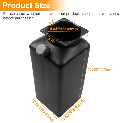 10L Hydraulic Reservoir Oil Tank Replacement For Rotary P1427Kit with dimensions marked in inches and millimeters