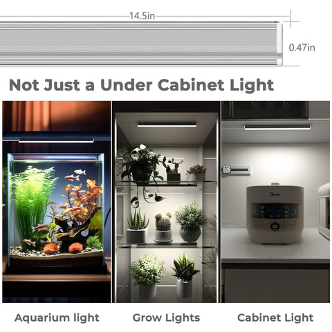Go-To Under Cabinet LED Light Bar With Three Color Temperatures 2700K 4000K 6000K 14.5 Inch USB Plug-In Dimmable Desk And Cabinet Light