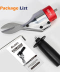 Drill Metal Shear Attachment With 360 Degree Pivoting Head For Cordless Drills, High Strength Metal Cutter package contents