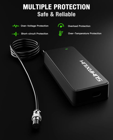 54.6V 2A EBike Charger For 48V Lithium Battery With M16 Connector Fast Charging And Overload Protection shown with cord