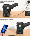 Beast Bright 2,000,000 Lumens Rechargeable Spotlight with Solar USB charging and power bank functionality on a table.