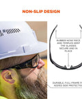 Person wearing Skullerz Odin Safety Glasses Black Frame Clear Lenses Built For Real Tough Jobs High Impact Eyewear For Work