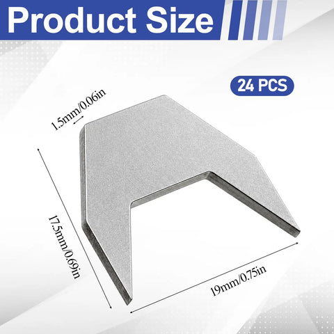 Product size illustration of 24 Pack 304 Stainless Steel Drawer Stops For Wood Dresser Cabinet Repairs, showing dimensions.