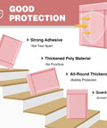 6X10 Inch Light Pink Bubble Mailers 25 Pack Self Seal Padded Poly Mail Bags For Small Business Chic Opaque Matte Shipping Envelopes protecting items with thickened material and strong adhesive, shown on staircase for impact resistance.