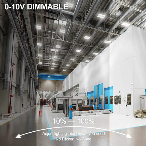 LED Linear High Bay Light 2 Pack Power Tunable 165W 110W 80W 23100 Lumens 5000K Dimmable 120 To 277V 2Ft in warehouse
