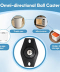 Close-up of omni-directional ball caster, perfect for 12 Piece Heavy Duty Caster Ball Wheels Smooth Swivel Universal Replacement Casters For Furniture Drawers Cabinets Toolboxes And Luggage Slick Gliding Indoor Moving Kit.