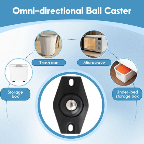 Close-up of omni-directional ball caster, perfect for 12 Piece Heavy Duty Caster Ball Wheels Smooth Swivel Universal Replacement Casters For Furniture Drawers Cabinets Toolboxes And Luggage Slick Gliding Indoor Moving Kit.