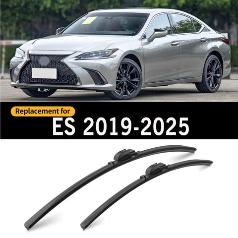 Top Tier Front Windshield Wiper Blades Two Pack Fit Lexus Es 2013 To 2025 on silver ES car with wiper blades visible.