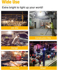 Ultra Bright 100W Temporary Work Light With 5000K Daylight Output, 13,000 Lumens, illustrating diverse job site applications