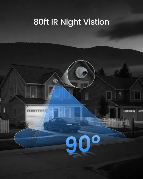 Next Level AI Motion Alerts 8 Channel 1080p Weatherproof Dome Home Surveillance System with 80ft night vision in residential area