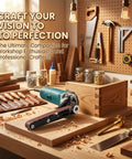 Garage Rat Approved Angle Grinder Belt Sander Adapter Heavy Steel Conversion Kit for shaping wood in workshop.