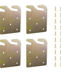 Heavy Duty Bed Rail Hooks And Universal Frame Connector Plates For Wooden Beds Thick Steel Bed Stabilizer Hardware Rock Solid No Shaky Sleep Setup Four Piece Bundle with gold hooks and screws.