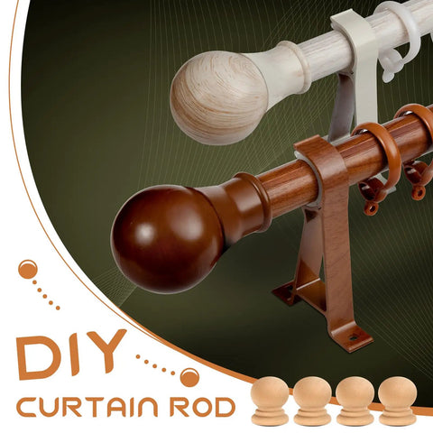 50 Pack Unfinished Wood Finials And Dowel Rod Caps With Classic Ball Shape For DIY Cabinet Hardware And Furniture Upgrades Natural Wooden Drawer Knobs on curtain rods.