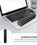 Two Pack Aluminum Extrusion Linear Rail With Black Anodized T Slot Profiles For CNC Machines And Precision 3D Printers Heavy Duty Linear Guide Rail System For Beefy Machinery Frames resting on laptop keyboard