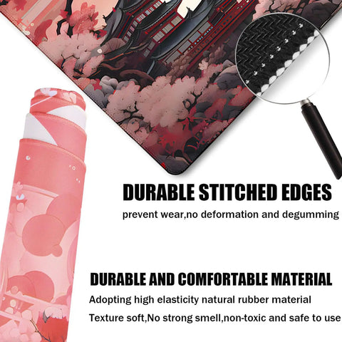 Large Extended Gaming Mouse Pad With Stitched Edges 31.5 By 15.7 Inches featuring a sunset design and non-slip waterproof rubber base