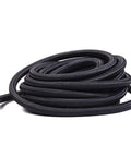 12AN 10Ft Universal Braided Stainless Steel Fuel Line Kit With Nylon CPE Hose And 6 Rotary Swivel Ends, coiled on white background