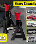 YATOINTO 6-ton jack stands, adjustable 15.6–23.4 in, double-pin lock, black with red handles and rubber pads; pair.