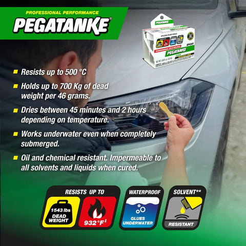 Transparent Two Part Epoxy Resin For Quick DIY Repairs used on car headlight, product box shown