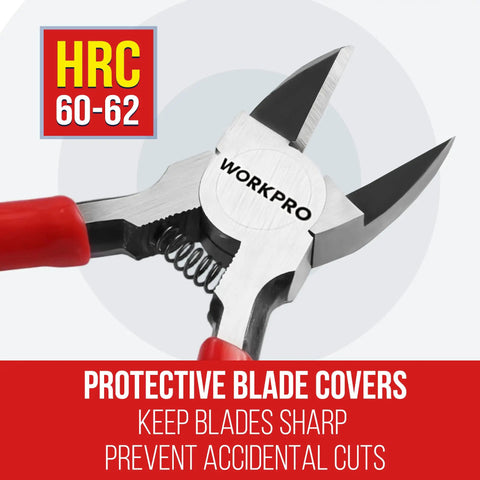 Two Pack 6 Inch Flush Cut Wire Cutters For Precision Side Cutters In Electronics And Jewelry Pro Grade Neat Burr Free Copper Wire Four Millimeters And Soft Wire Two Point Three Millimeters Not For Hard Wires Or Thick Cables, protective blade covers