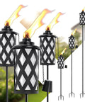 Citronella Outdoor Torches Set Of 6 White 16 Oz Each With 59 Inch Metal Poles And 3 Prong Grounded Stakes for outdoor decor